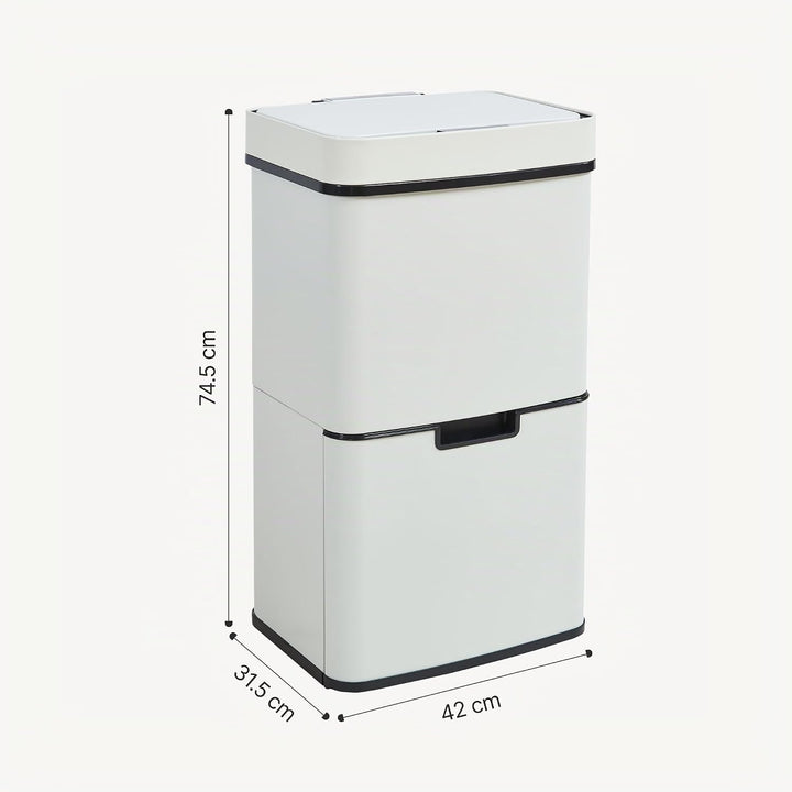 [en.casa] Sensor Mülleimer Venna Küche Mülltrennsystem 3 Fächer 62 L Abfalleimer Edelstahl mit Decke