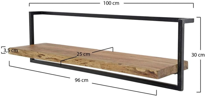 RINGO-Living Massivholz Regal Alani in Natur-hell und Schwarz-matt 1000mm, Akazie 1000 mm, 1000 mm