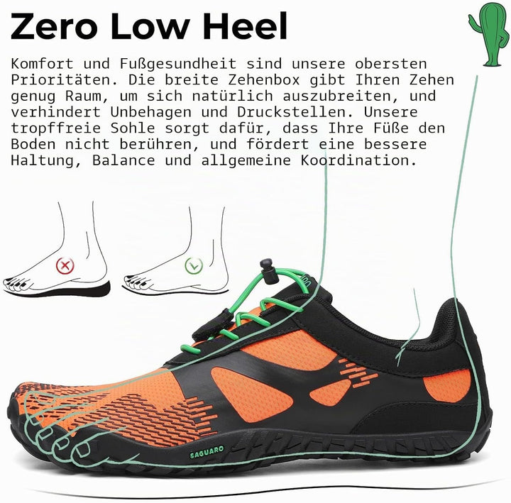 SAGUARO Unisex Barfussschuhe Leicht rutschfest Traillaufschuhe für Outdoor &amp; Indoor 41 EU Verkehr Or