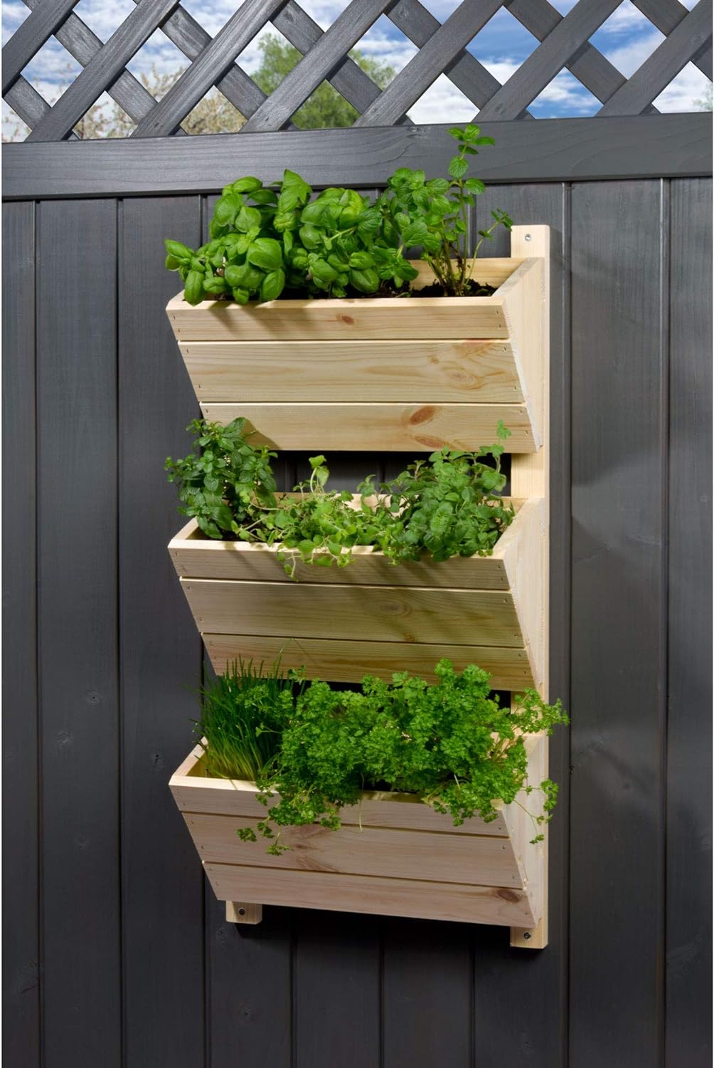 dobar® Green Label 58383FSCe Wandbeet mit 3 Pflanzkästen | Blumentreppe aus Holz | Blumenleiter für