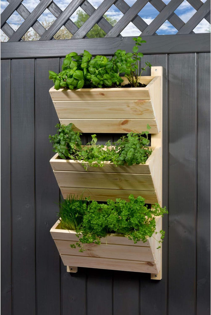 dobar® Green Label 58383FSCe Wandbeet mit 3 Pflanzkästen | Blumentreppe aus Holz | Blumenleiter für