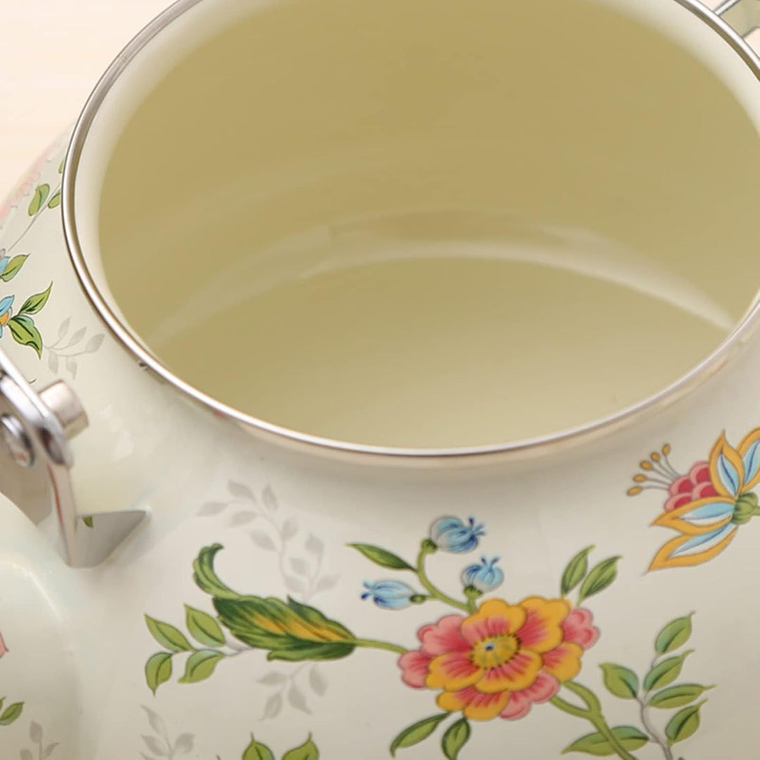 Teekessel Emaille Geschirr Kaffeekanne 2.4L Camping Wasserkessel für Induktion und Gasherd, Topf Gri