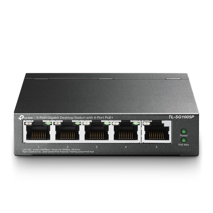TP-Link TL-SG1005P PoE Switch 5-Port Gigabit Lan Switch mit 4 PoE+ Ports (65 Watt, IEEE-802.3af/at P