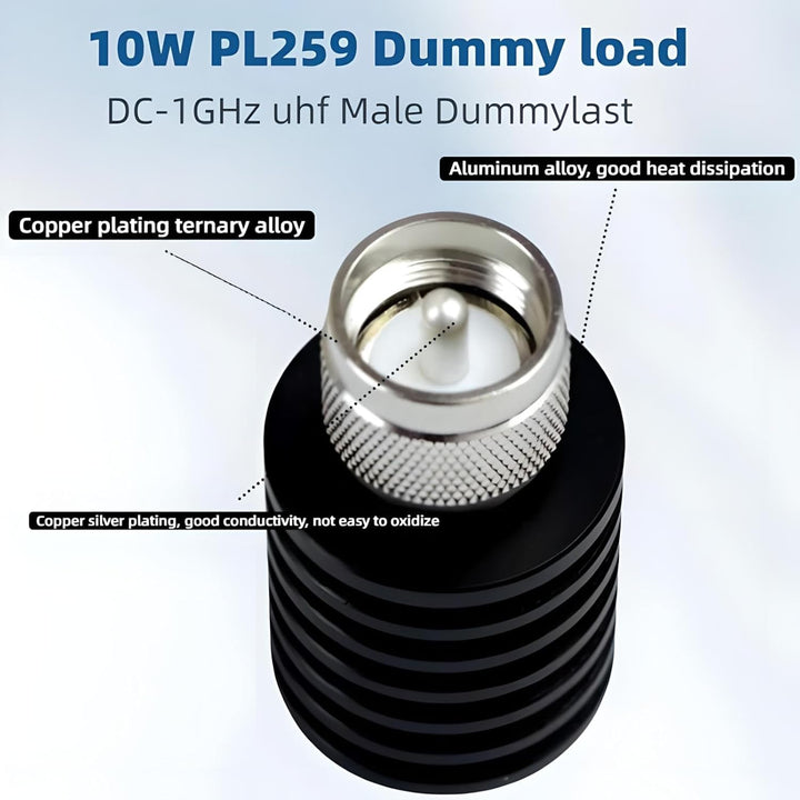 BECEN 10 Watt PL259 Dummy Load – 10W UHF Stecker Typ Stecker DC auf 1 GHz 50 Ohm UHF Typ Stecker 10
