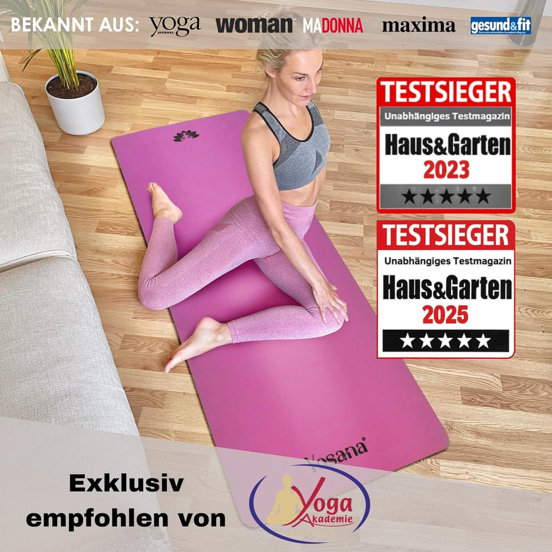 Yosana Yogamatte aus Naturkautschuk | extrem rutschfest | ULTRA GRIP Oberfläche aus ECO PU | extra b