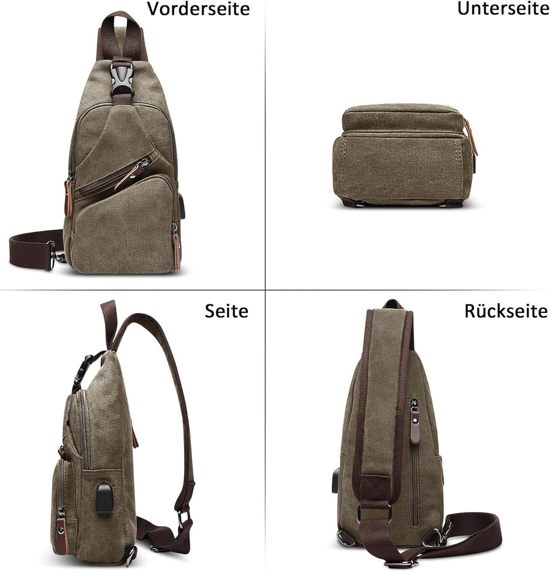 Herren Umhängetasche Mode Brusttasche Schultertasche Leinwand Schultertaschen Casual Reise Wandern U