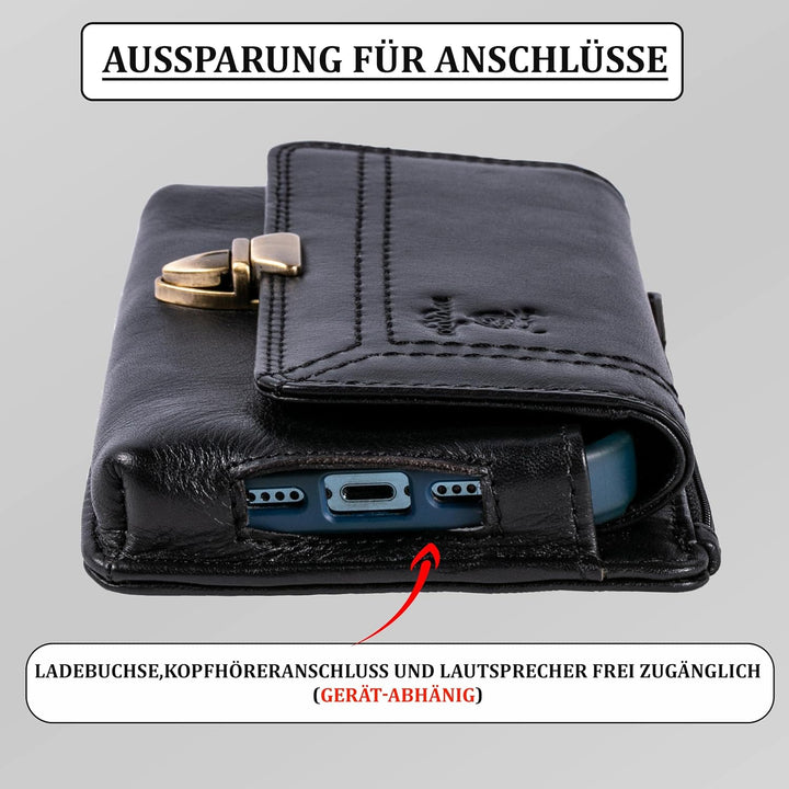 MATADOR Echt Leder Universal Handy-Tasche Holster Gürteltasche Schnappverschluss Quer für Handys bis