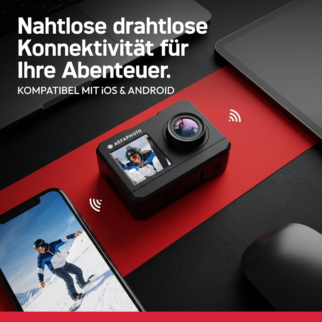 AgfaPhoto Photo Realimove AC7000 – Digital-Action-Kamera, wasserdicht 30 m (True 2,7 K, 16 MP, Dual-