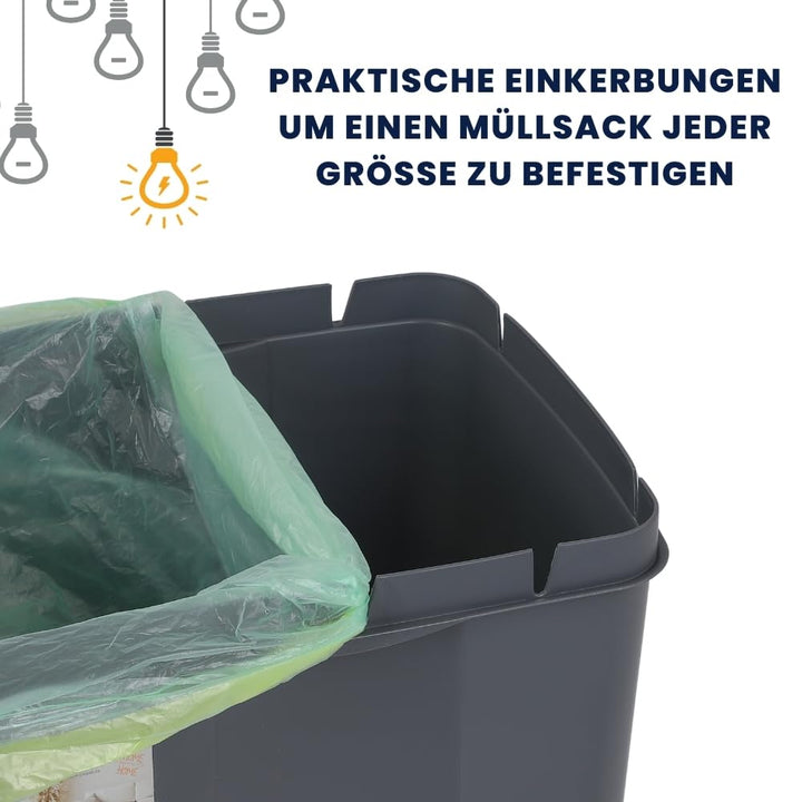 GarPet Mülleimer 3 Fächer Mülleimer Küche Unterschrank Mülltrennsystem 3fach Abfalleimer Küche Müllt