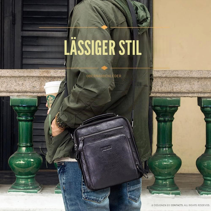 Contacts Echtes Leder Herren Laptop Mini Tab Messenger Crossbody Bag Tasche Handtasche Braun Schwarz