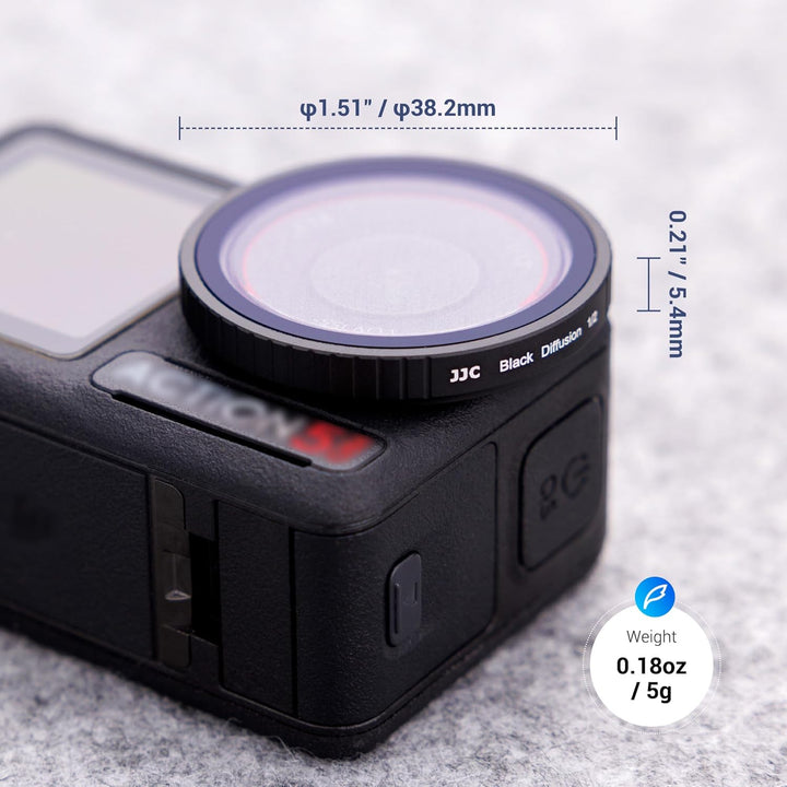 JJC Black Diffusion 1/2 Filter Kompatibel mit DJI Osmo Action 5 Pro Action 4 Action 3 Kamera, 1/2 Bl