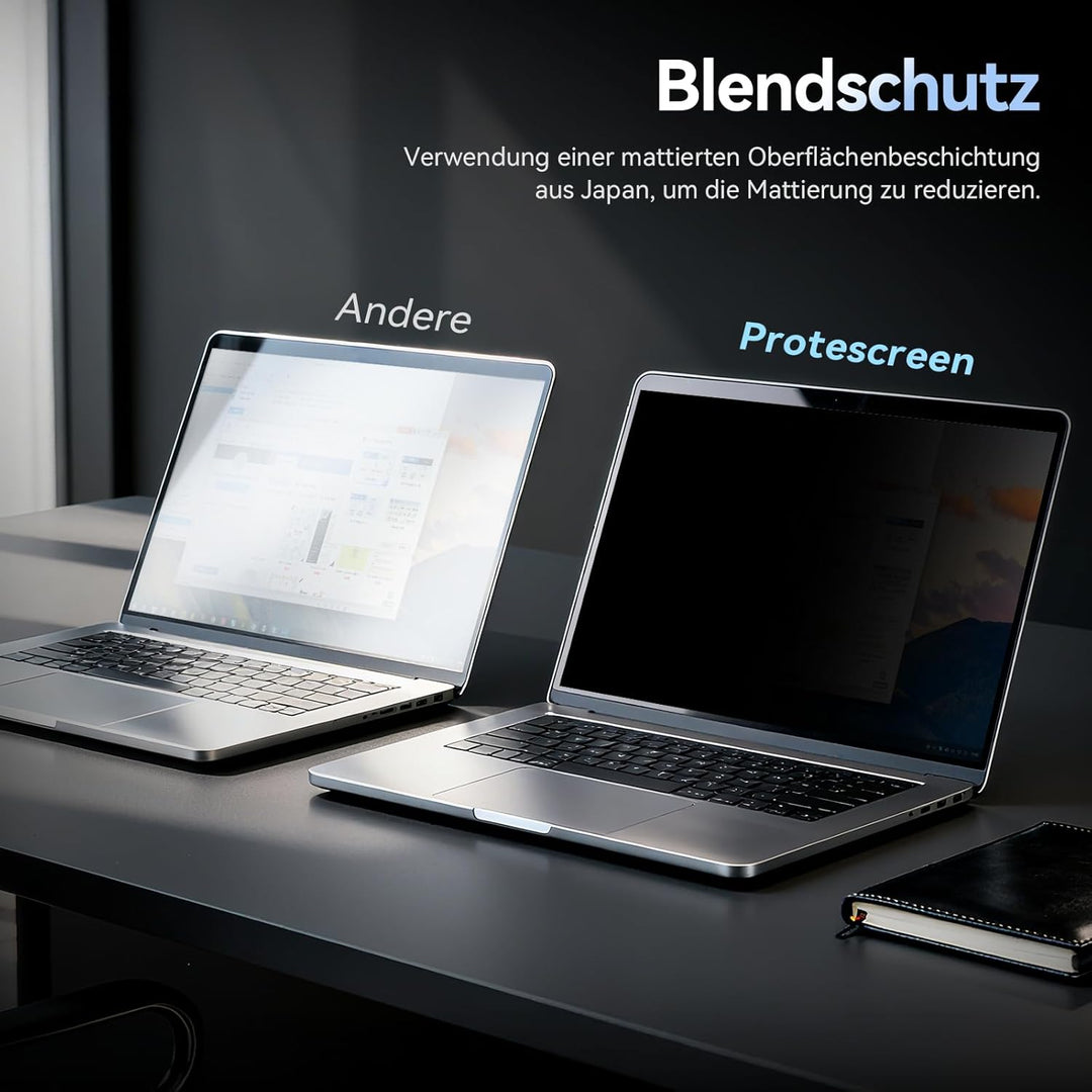 Protescreen 360° Laptop Sichtschutz 13.3 Zoll, Anti Blaulicht Blendschutz Displayschutz, 4 Wege Blic