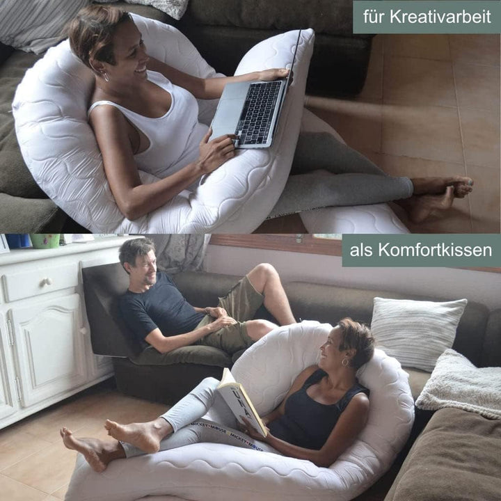 Traumreiter Lesekissen für Bett und Sofa mit Beinhochlagerung | Seitenschläferkissen Jumbo XXL + Bez