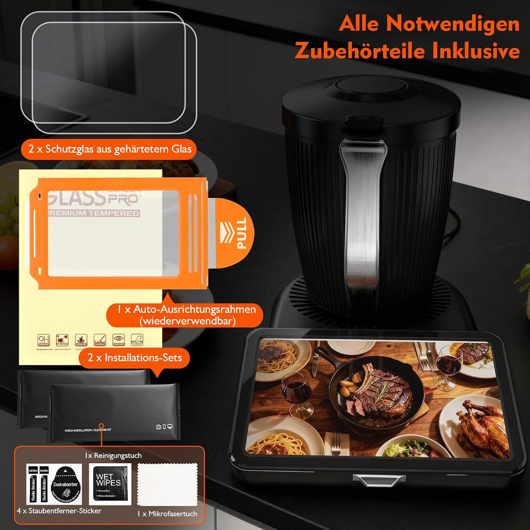 2 Stück Displayschutz für Thermomix TM7 Schutzfolie Zubehör Schutzglas mit Ausrichtrahmen für TM7, S
