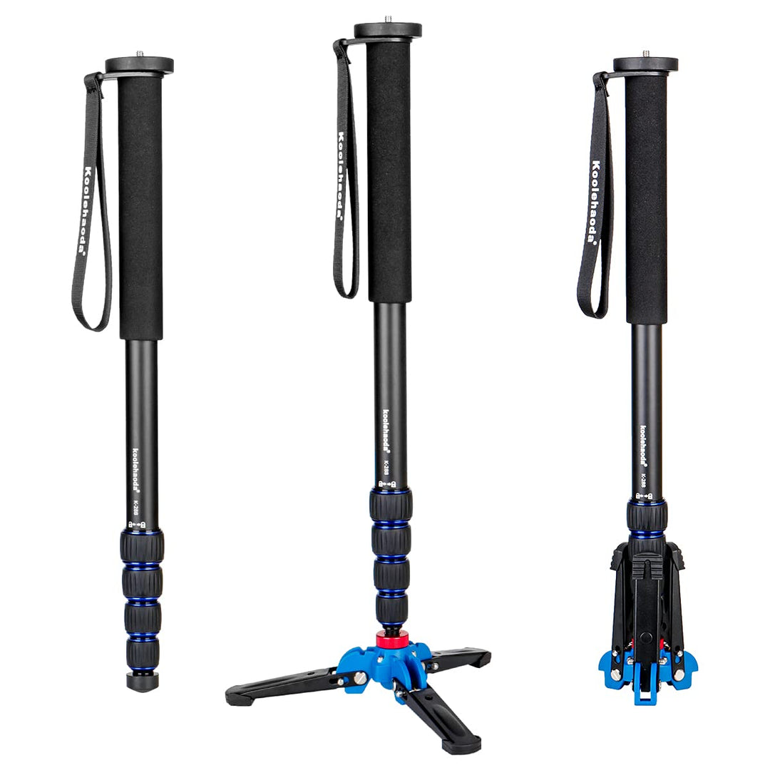 Koolehaoda Kamera Aluminium Einbeinstativ mit klappbarem Stativ,Max. Höhe 168cm K-288+A1, K-288+A1
