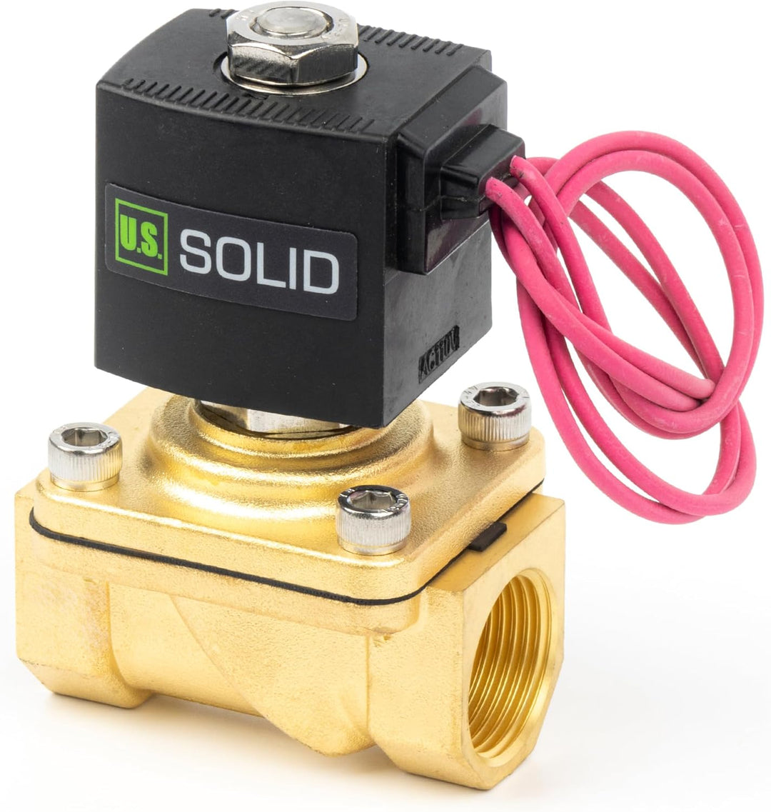 U.S. Solid 3/4" Magnetventil - Messing AC 230V mit Viton-Dichtung, stromlos geschlossen, Bleidraht-T