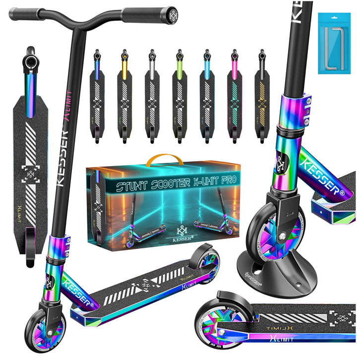KESSER® Stunt Scooter X-Limit-Pro 360° Lenkung Funscooter Stuntscooter mit Ständer ABEC 9 Kugellager