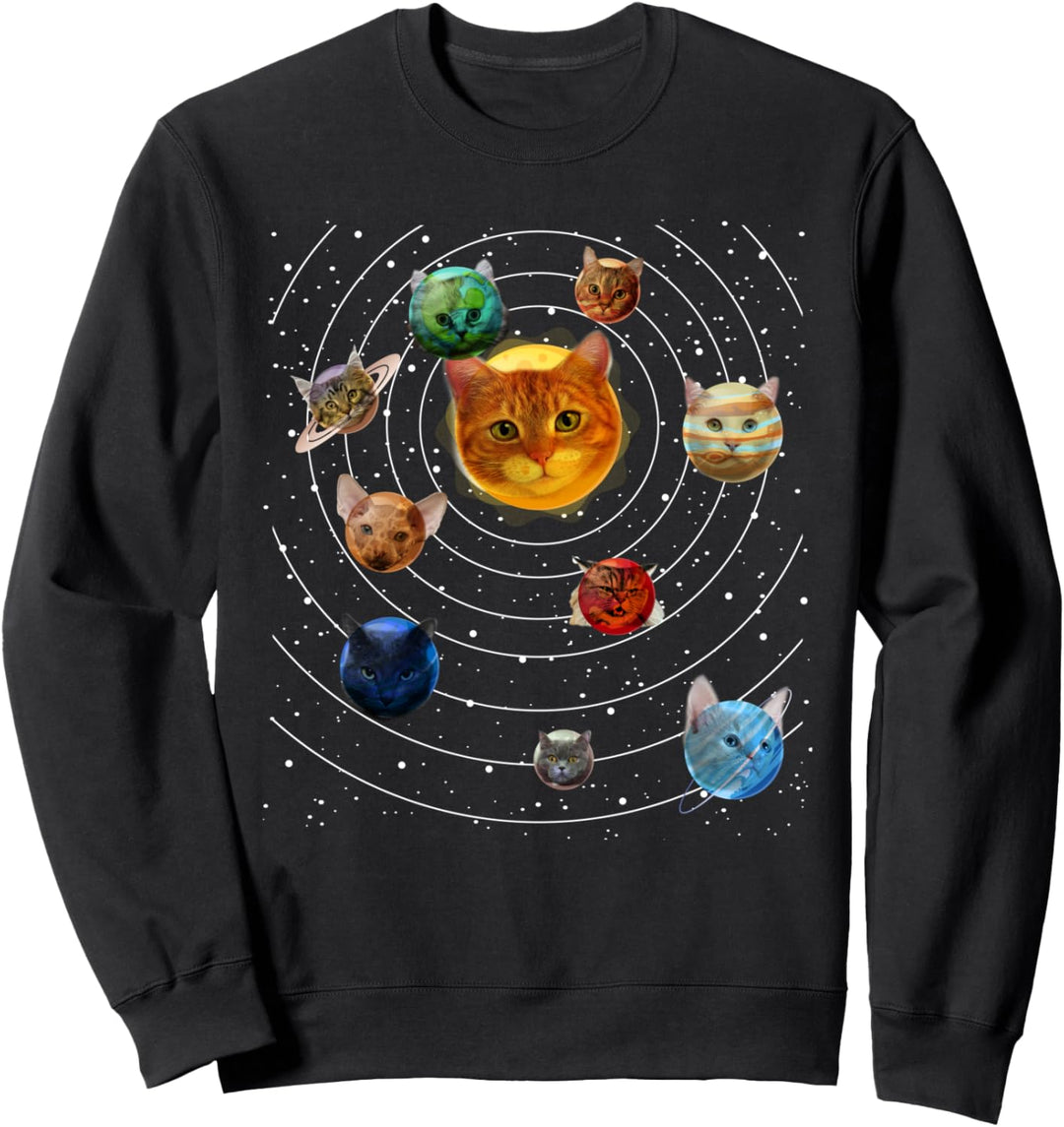 Cat Universe Lustiges Kätzchen Planeten Sonnensystem Galaxie Wortspiel Sweatshirt