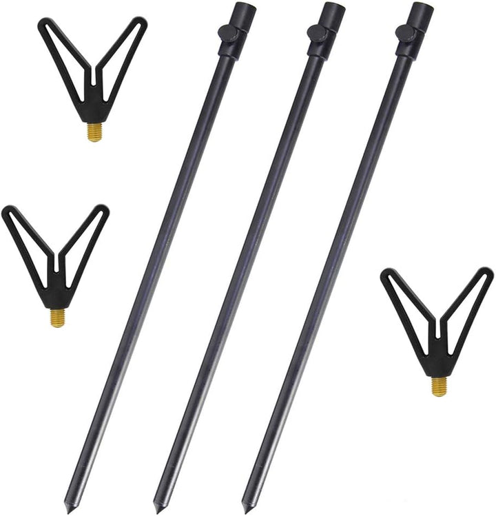 Bankstick Rutenhalter Teleskop Erdspiesse Bank Stick Set zum Karpfenangeln 3 x Bankstick + 3 x Ruten