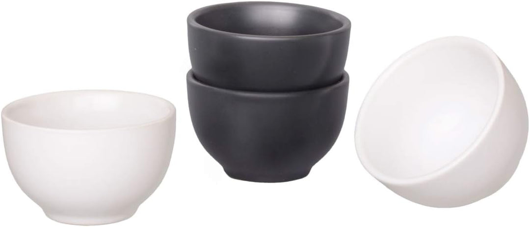 China-Trends Japanisches Teeset: Teekanne 500ml mit seitlichem Griff und 4 Teecups 70ml aus Keramik.