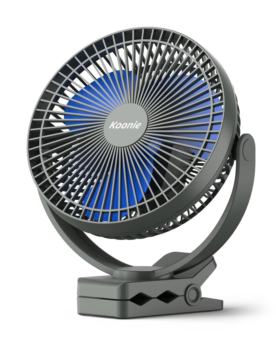 Koonie 20cm Tragbarer Clip-On-Ventilator, USB-Tischventilator mit 10.000 mAh Akku, 4 Geschwindigkeit