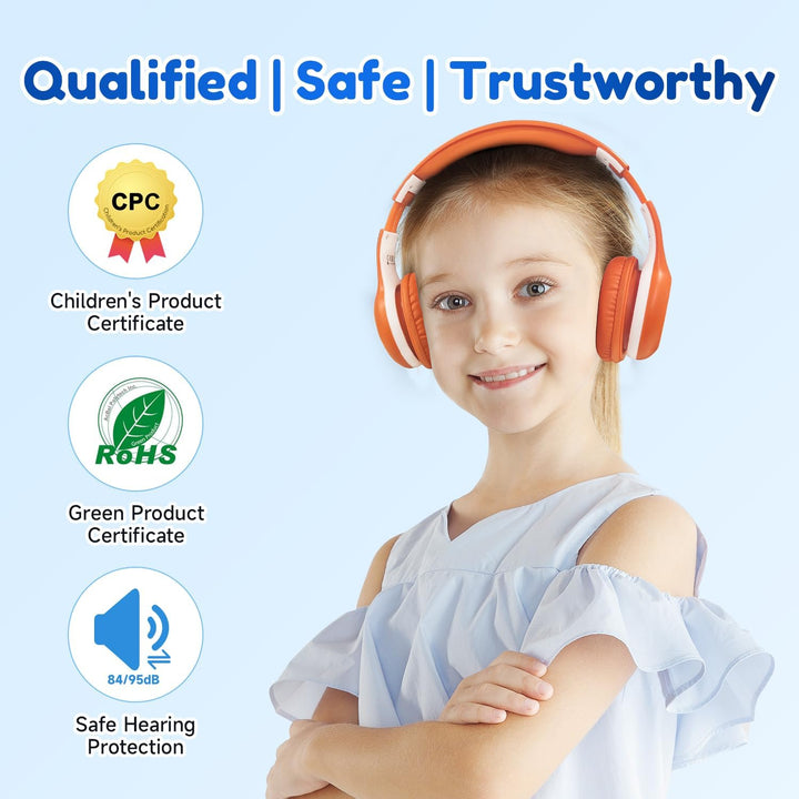 EarFun Bluetooth Kopfhörer Kinder, 85/94dB Lautstärkeregelung, HiFi Sound, HD-Mikrofon, 40 Std Akku,