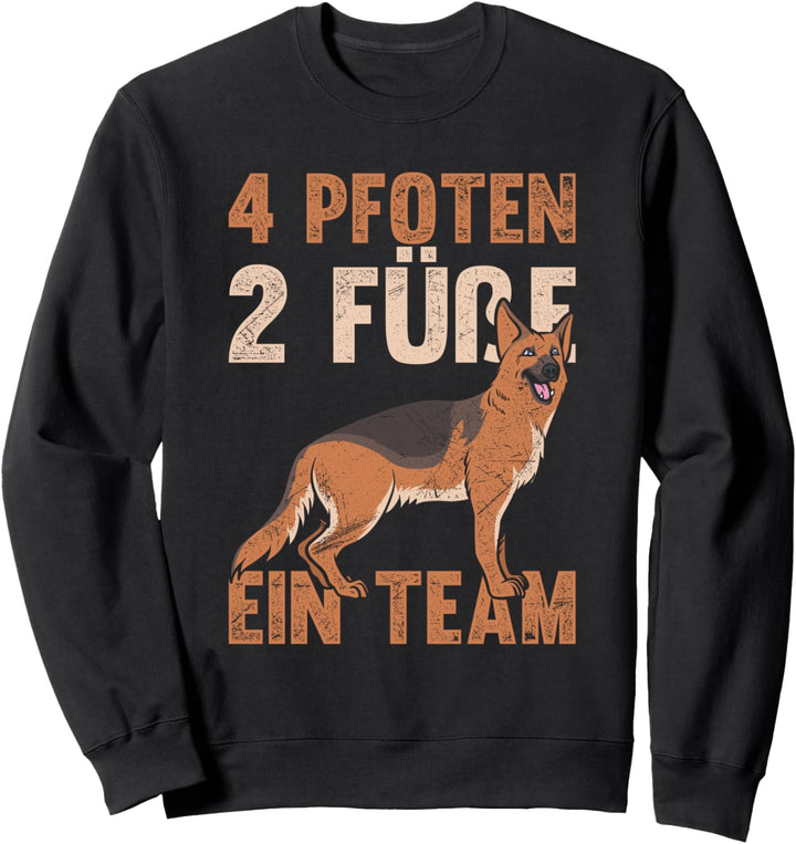 4 Pfoten 2 Füssen ein Team Geschenk Deutscher Schäferhund Sweatshirt