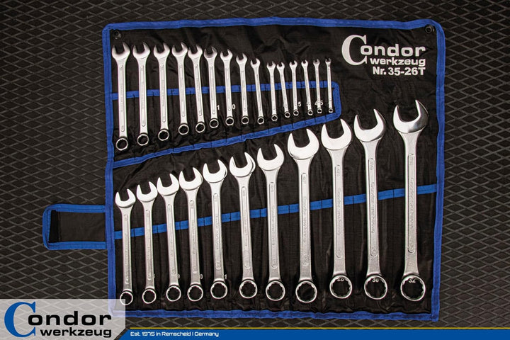 CONDOR Werkzeug 35-26T | Gabel-Ringschlüssel-Satz | 26-tlg. | Chrom-Vanadium-Stahl verchromt | 4-32
