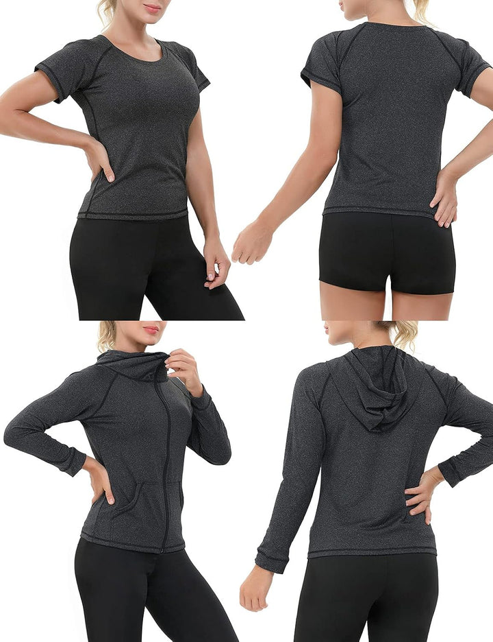 JULY'S SONG Yoga Kleidung Anzug 5er-Set Trainingsanzug Laufbekleidung Gym Fitness Kleidung XL Grau U