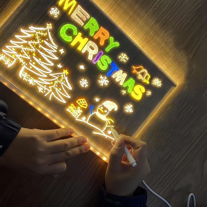 2 Stück LED Notiztafel mit Farben, Leuchtendes Led Zeichenbrett für Kinder, Led Zeichentafel Kinder