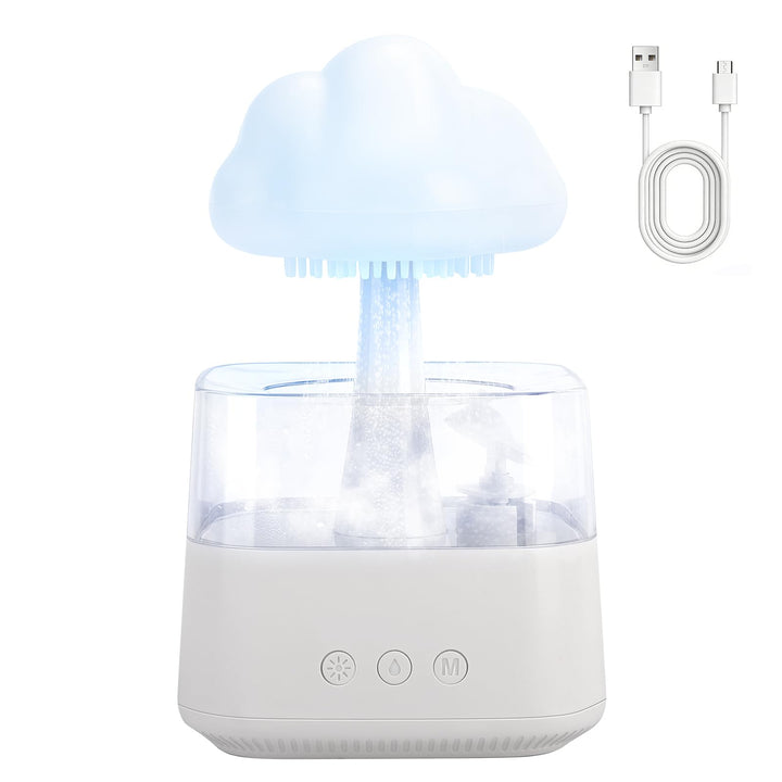 EXTRASTAR 800ML Regenwolken Luftbefeuchter mit Auto-Abschaltung, Regentropfen-Nebel, 7 Farben LED &