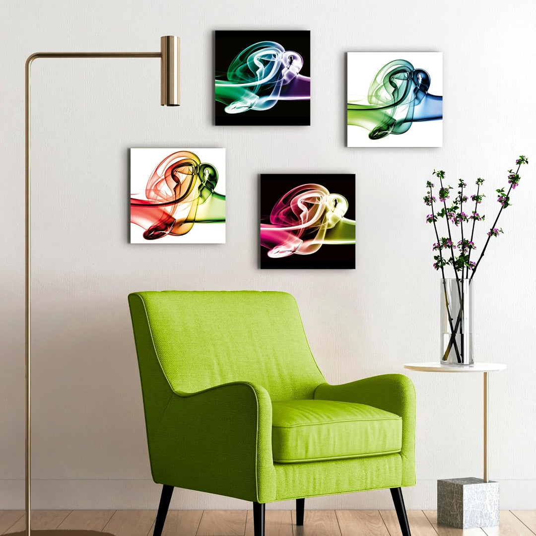 ARTLAND Wanddeko Küchenbilder Leinwand Bilder Set 4 teilig je 30x30 cm Quadratisch Kaffee Bilder Cap