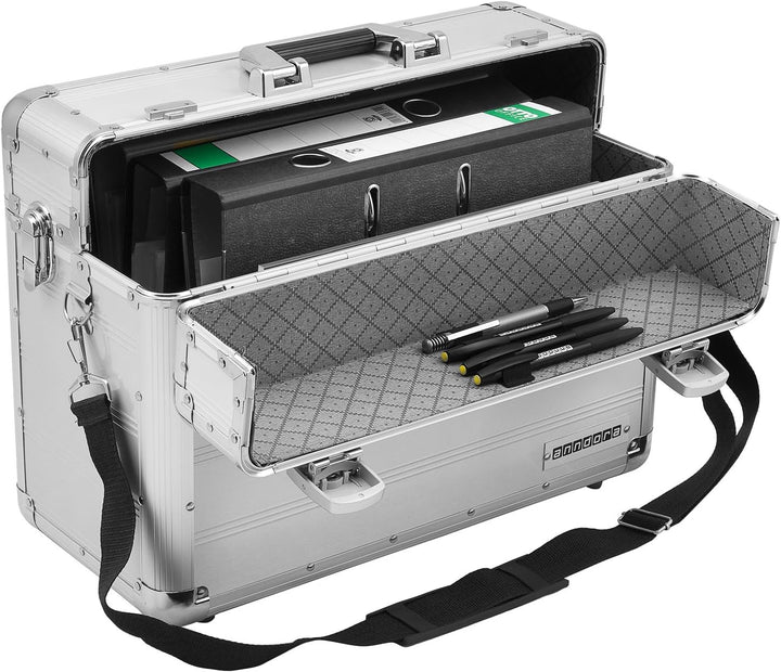 anndora Pilotenkoffer Businesskoffer TSA Schlösser Aluminium Oberfläche - Silber, Silber