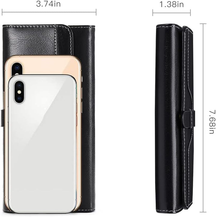 SENDEFN Portemonnaie Damen Gross, RFID-Blockade Damen Geldbörse, Grosse Leder Geldbörse für Damen mi