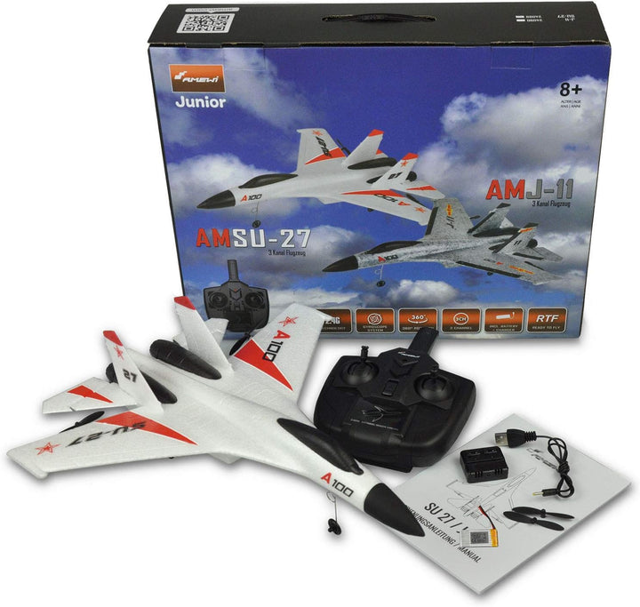 Amewi 24089 SU-27 RC Flugzeug 3 Kanal 2,4GHz RTF Gyro, Rot