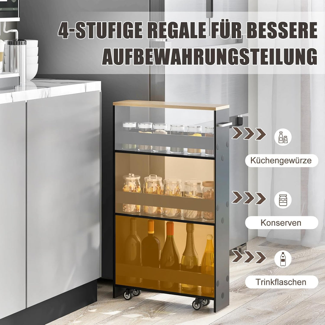 GIANTEX Nischenregal 13cm breit, Küchenregal Küchenschrank Küchenwagen, Nischenschrank Nischenwagen