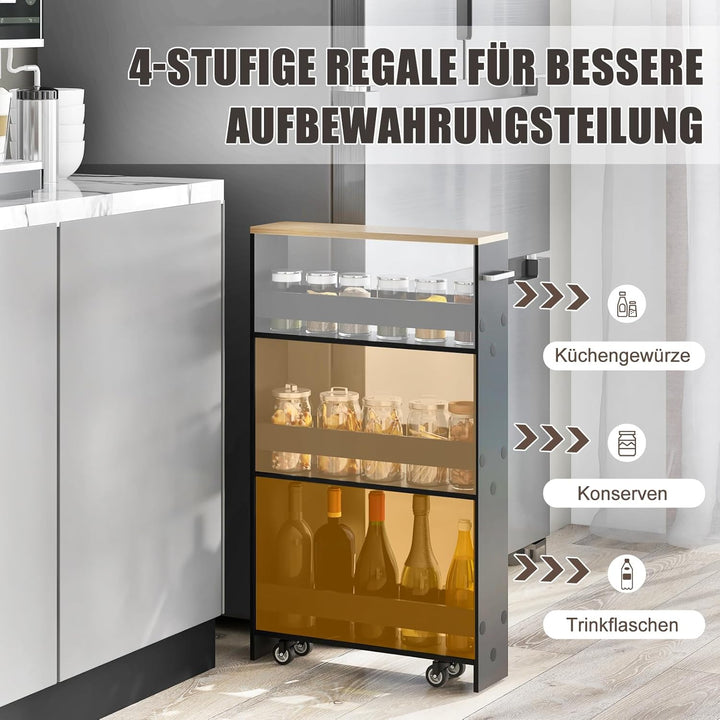 GIANTEX Nischenregal 13cm breit, Küchenregal Küchenschrank Küchenwagen, Nischenschrank Nischenwagen