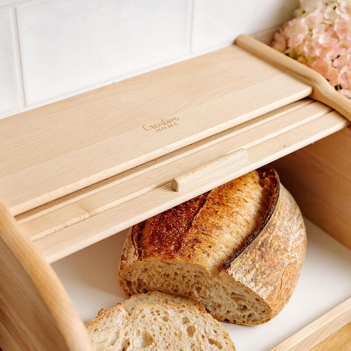 Creative Home Brotkasten Holz | 38 x 28,5 x 17,5cm (+/-1cm) | Perfekte BrotBox für Brot Brötchen Kuc