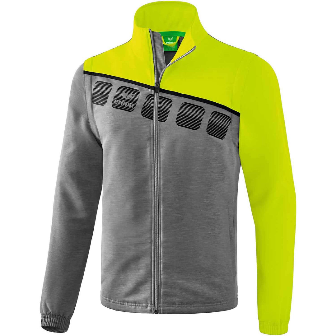 Erima Herren Jacke mit abnehmbaren Ärmeln 5-C 4XL grau melange/lime pop/schwarz, 4XL grau melange/li