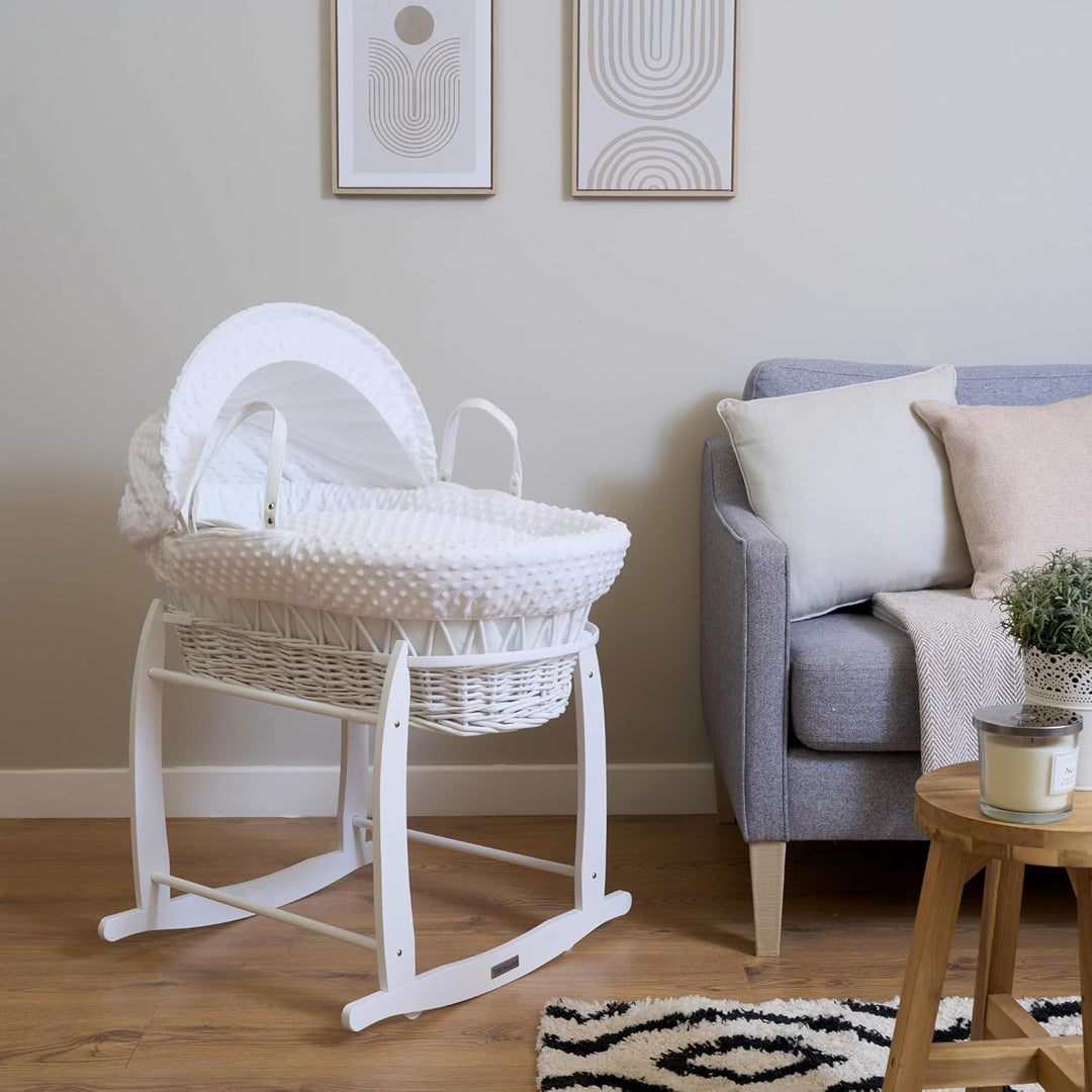 Clair de Lune Deluxe Schaukelständer für Babykörbe, Weiss Clair de Lune Deluxe Schaukelkorb für Baby