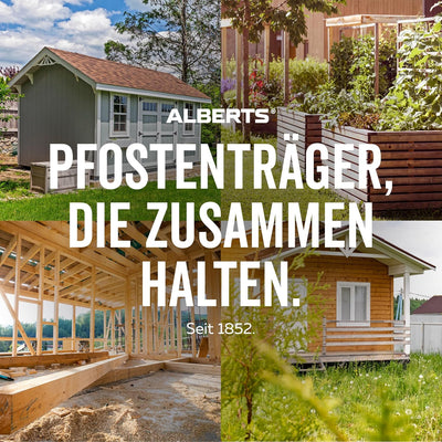 Alberts 208103 4er-Set Einschlag-Bodenhülse | für Vierkantholzpfosten, mit verstellbarem Topf | feue