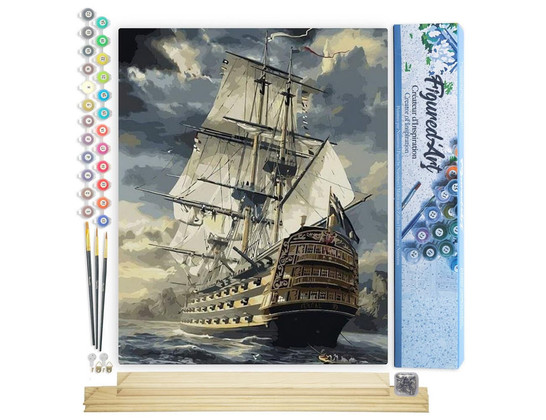 Figured'Art Malen Nach Zahlen Erwachsene Mit Rahmen Galion Ozean - Paint by Numbers Basteln DIY Bast