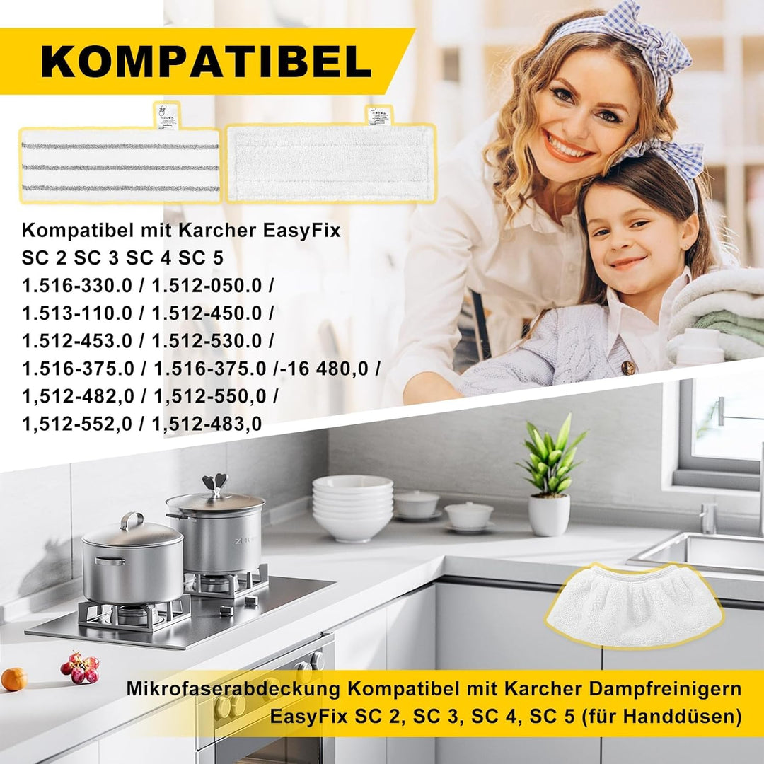 KEEPOW Dampfreiniger Zubehör-Set für Karcher,15 Teile, Kompatibel Mit EasyFix SC 2, SC 3, SC 4, SC 5