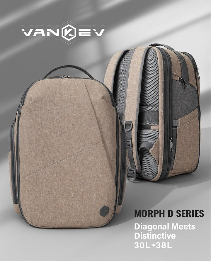 VANKEV Erweiterbarer Reiserucksack Laptoptasche Handgepäck für EasyJet | 30L-38L, grosse Kapazität,