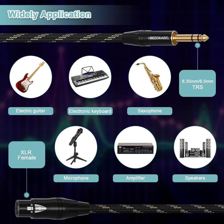 XLR auf 1/4 Kabel, XLR-Buchse auf 1/4 Kabel, 7,6 m, TRS auf 6,35 mm, 1/4 Zoll auf symmetrisches Mikr