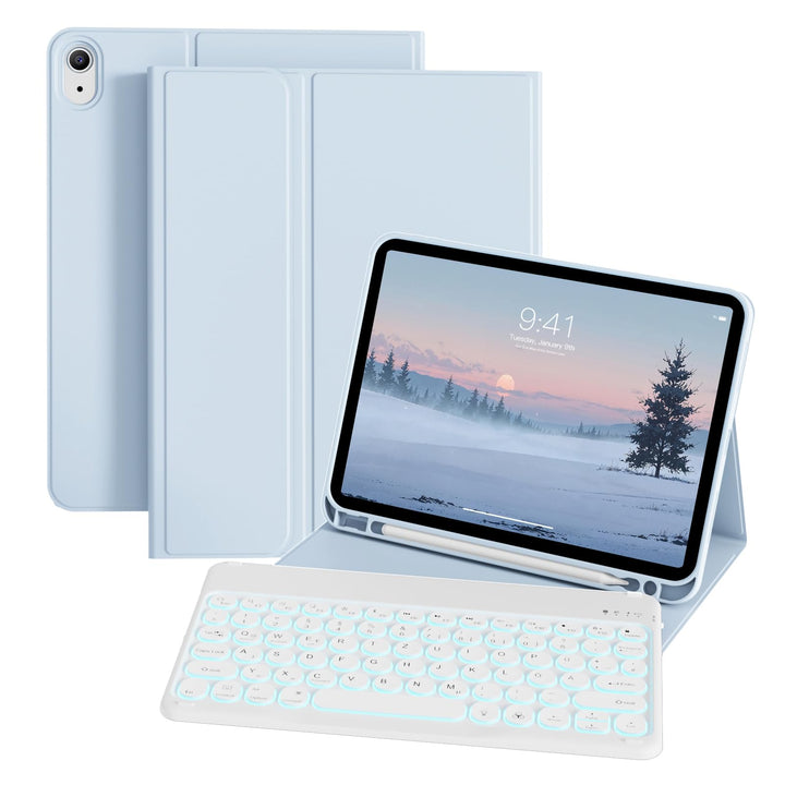 ZOPSGYU Hülle mit Tastatur für iPad A16 11. /10. Generation (2025/2022, 11/10,9 Zoll), Farben Beleuc