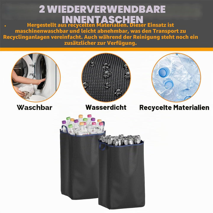 SpaceAid 100L Pfandflaschen Sammelbehälter, Pfandsammler Organizer mit Deckel und 2 wiederverwendbar