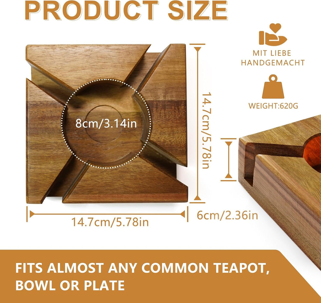 Stövchen Holz - Handgefertigter Teewärmer - Stövchen für Teekanne, Kaffe &amp; Essen - Teestövchen - Sic