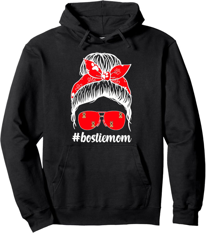 #bostiemom Unordentliches Brötchen Boston Terrier Pullover Hoodie