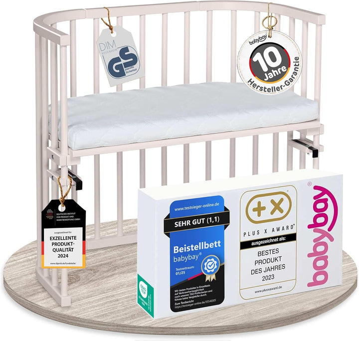 babybay Original Beistellbett aus massivem Buchenholz/kompakt & verwandelbar/Kinderbett Höhe stufenl